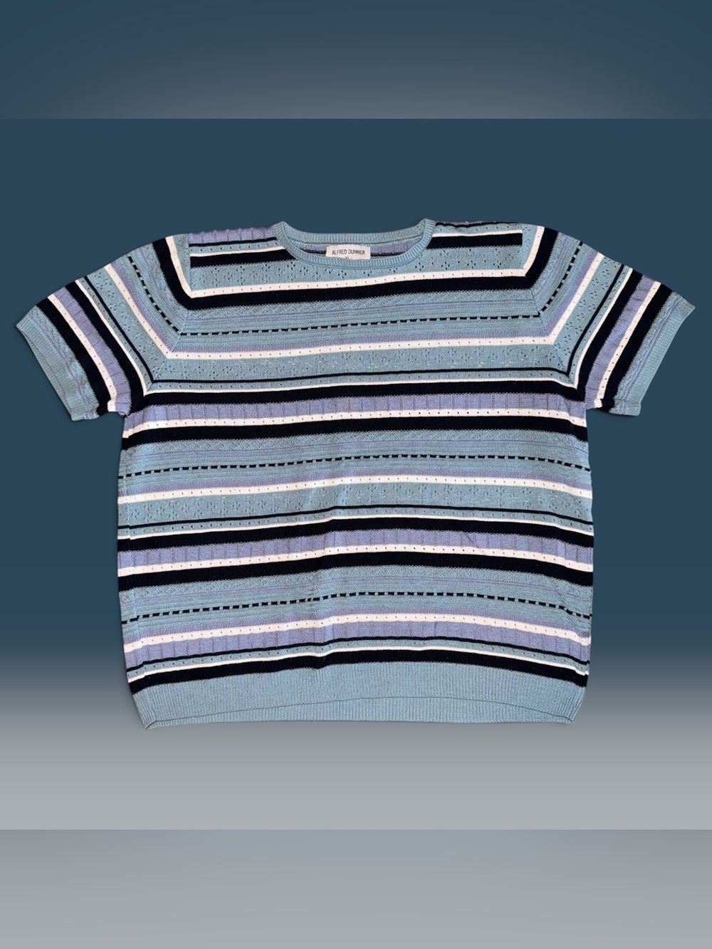 Vintage 90s Alfred Dunner Short Sleeve Striped Knit Sweater Women’s Size XL